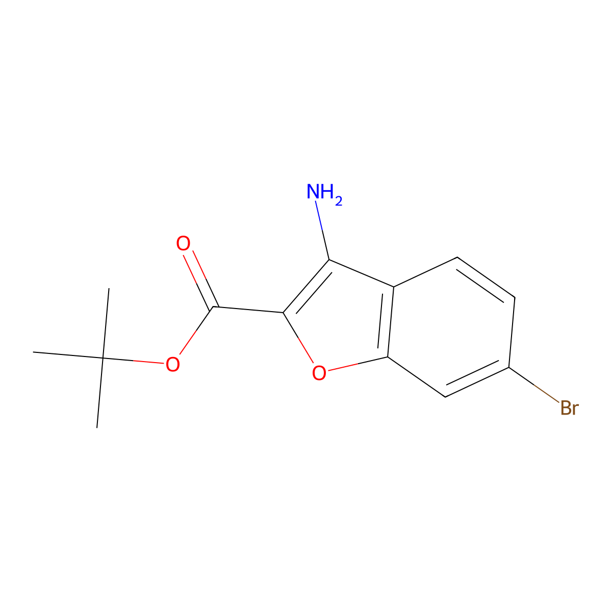 Tert-butyl 3-amino-6-bromo-1-benzofuran-2-carboxylate molecular structure, CAS 2490401-73-3