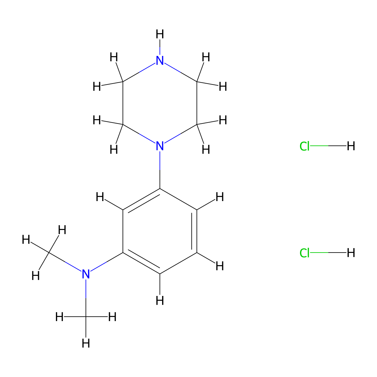 N,N-dimethyl-3-(piperazin-1-yl)aniline dihydrochloride molecular structure, CAS 2490402-27-0