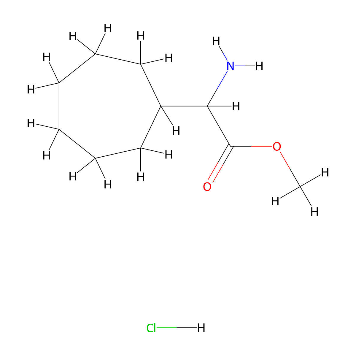 Methyl 2-amino-2-cycloheptylacetate hydrochloride molecular structure, CAS 2490402-28-1