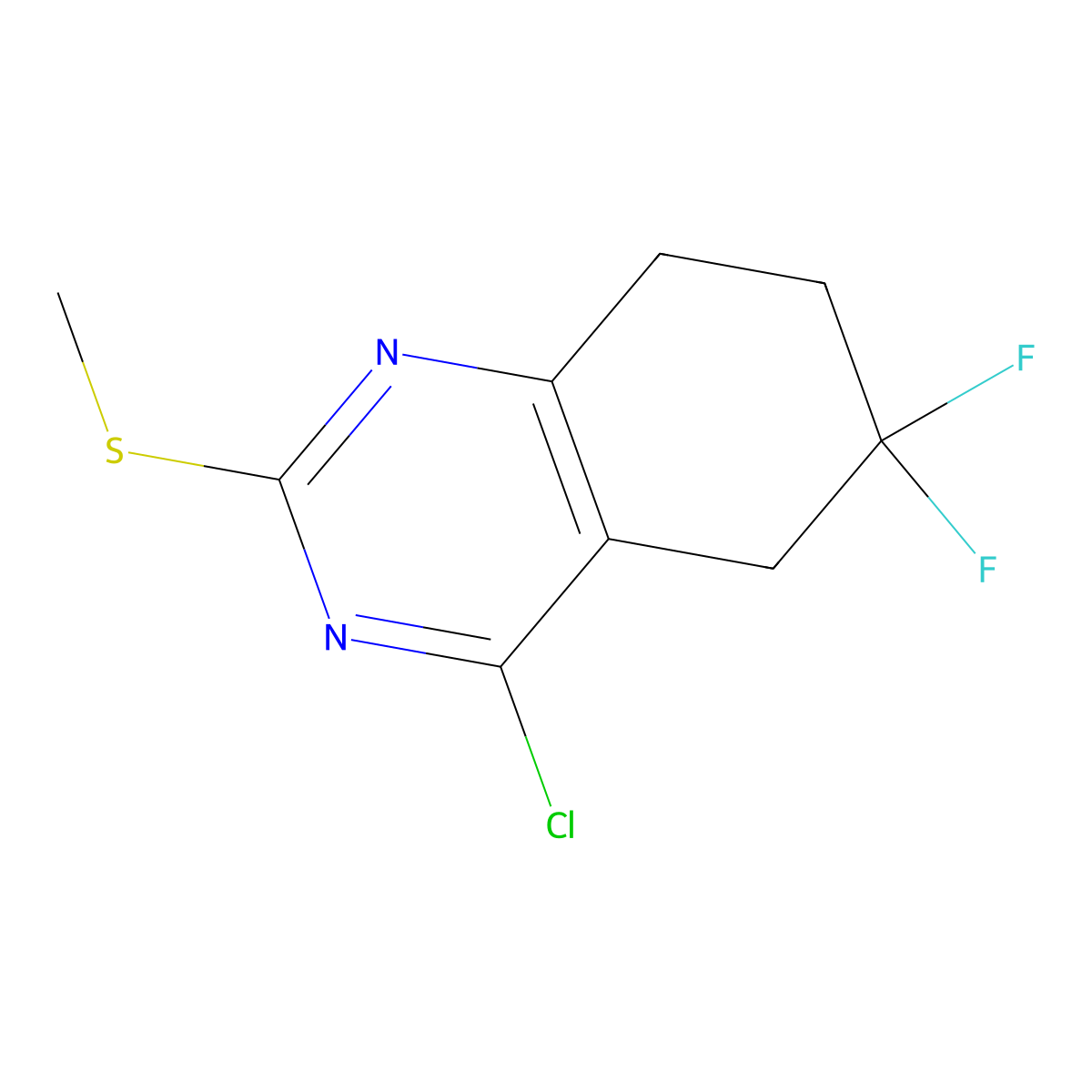 4-Chloro-6,6-difluoro-2-(methylsulfanyl)-5,6,7,8-tetrahydroquinazoline molecular structure, CAS 2490402-56-5
