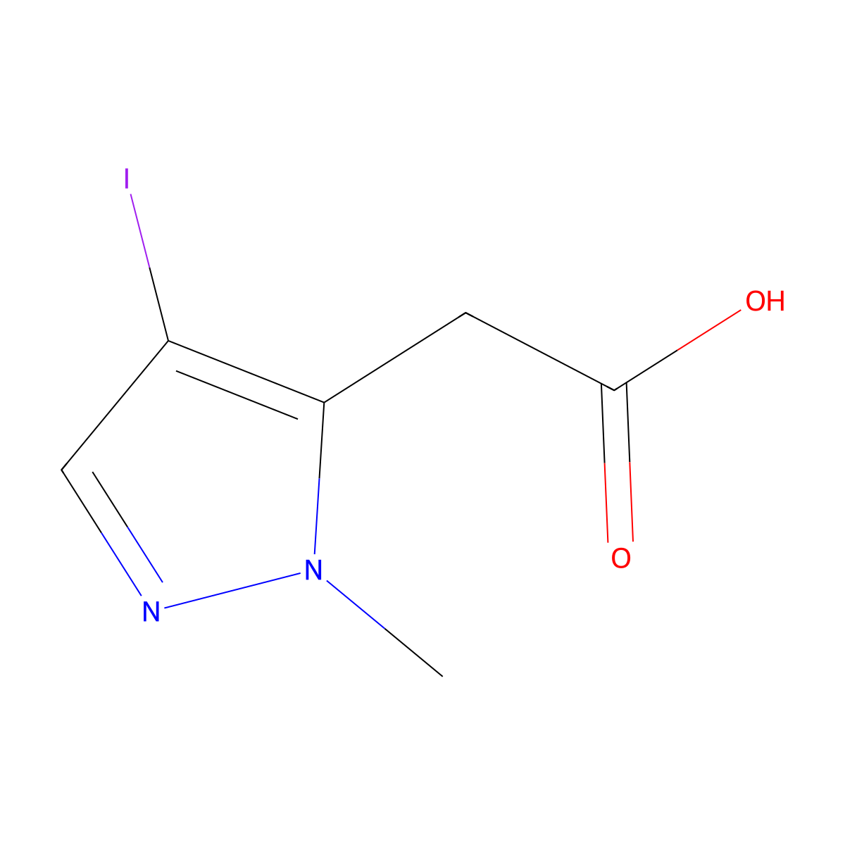 2-(4-Iodo-2-methylpyrazol-3-yl)acetic acid molecular structure, CAS 2490402-57-6