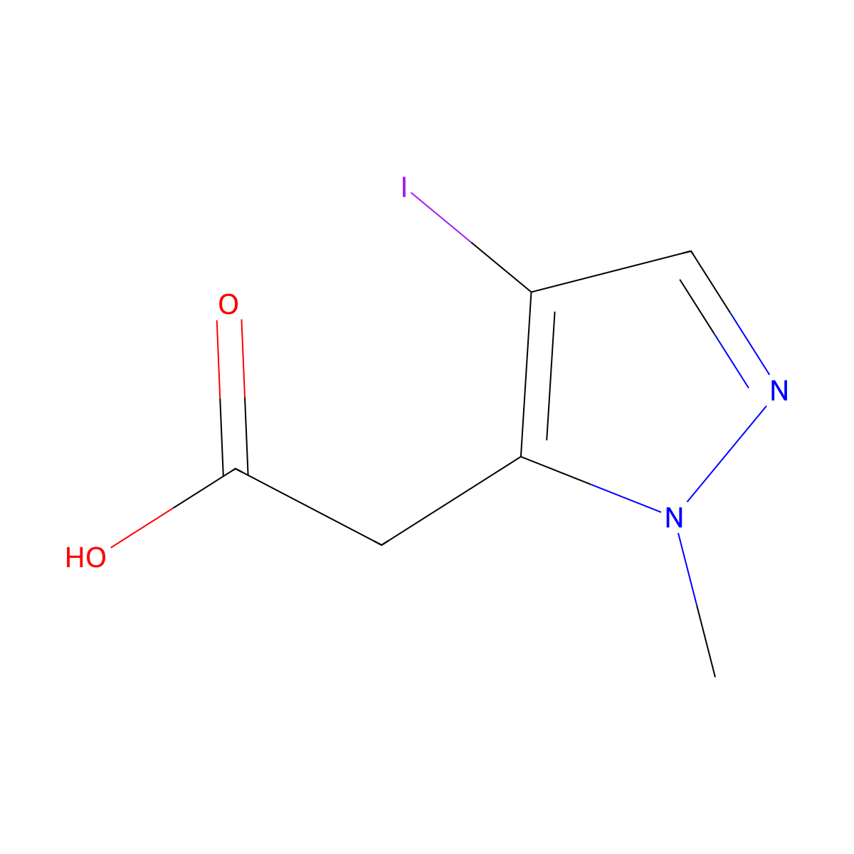 2-(4-Iodo-2-methylpyrazol-3-yl)acetic acid molecular structure, CAS 2490402-57-6