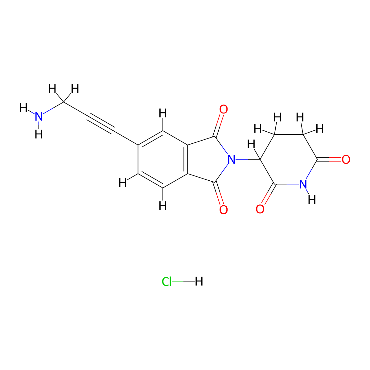 5-(3-aminoprop-1-yn-1-yl)-2-(2,6-dioxopiperidin-3-yl)-2,3-dihydro-1H-isoindole-1,3-dione hydrochloride molecular structure, CAS 2490402-62-3