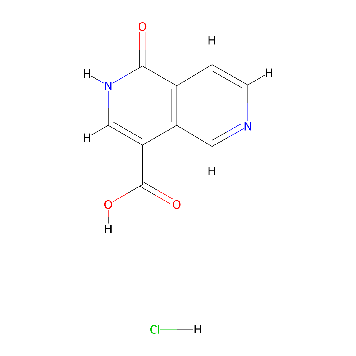 1-Hydroxy-2,6-naphthyridine-4-carboxylic acid hydrochloride molecular structure, CAS 2490402-68-9