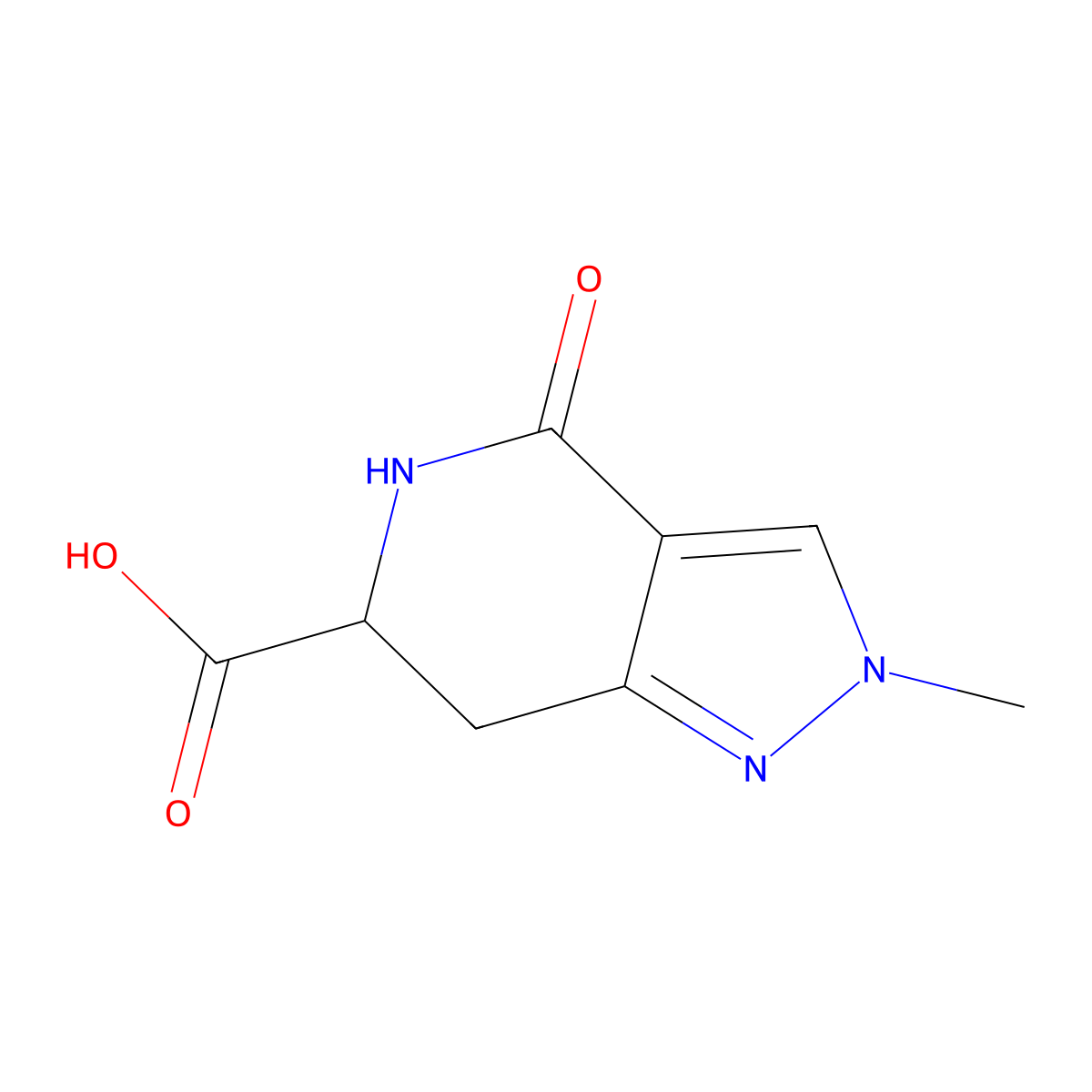 2-Methyl-4-oxo-6,7-dihydro-5H-pyrazolo[4,3-c]pyridine-6-carboxylic acid molecular structure, CAS 2490403-72-8