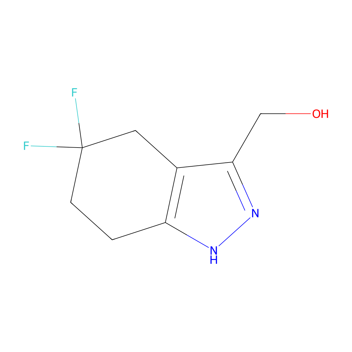 (5,5-difluoro-4,5,6,7-tetrahydro-1H-indazol-3-yl)methanol molecular structure, CAS 2490403-73-9