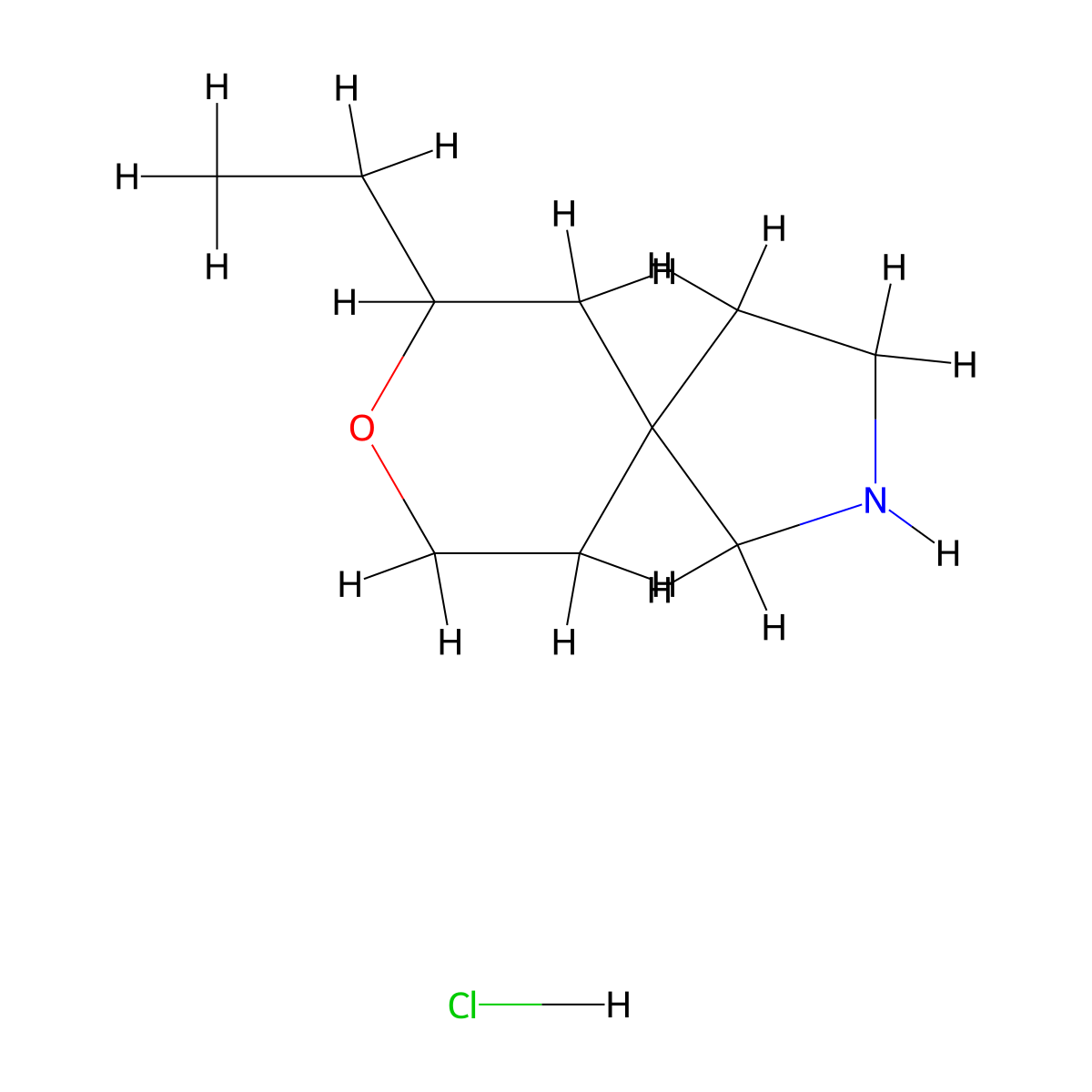 7-Ethyl-8-oxa-2-azaspiro[4.5]decane hydrochloride molecular structure, CAS 2490403-77-3