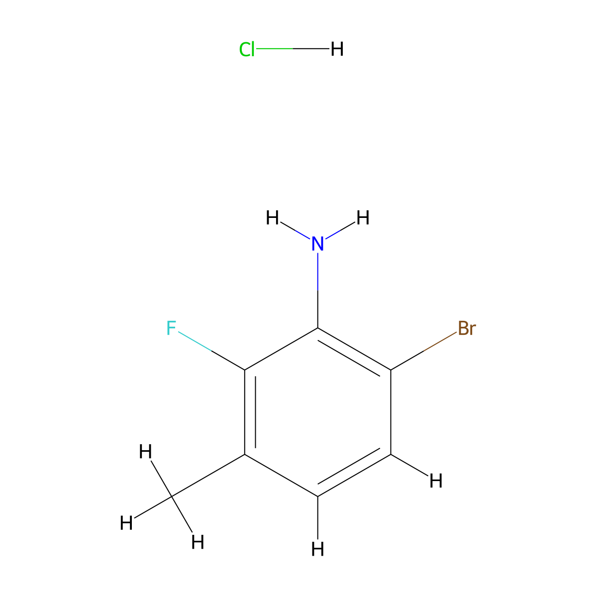 6-Bromo-2-fluoro-3-methylanilinehydrochloride molecular structure, CAS 2490403-79-5
