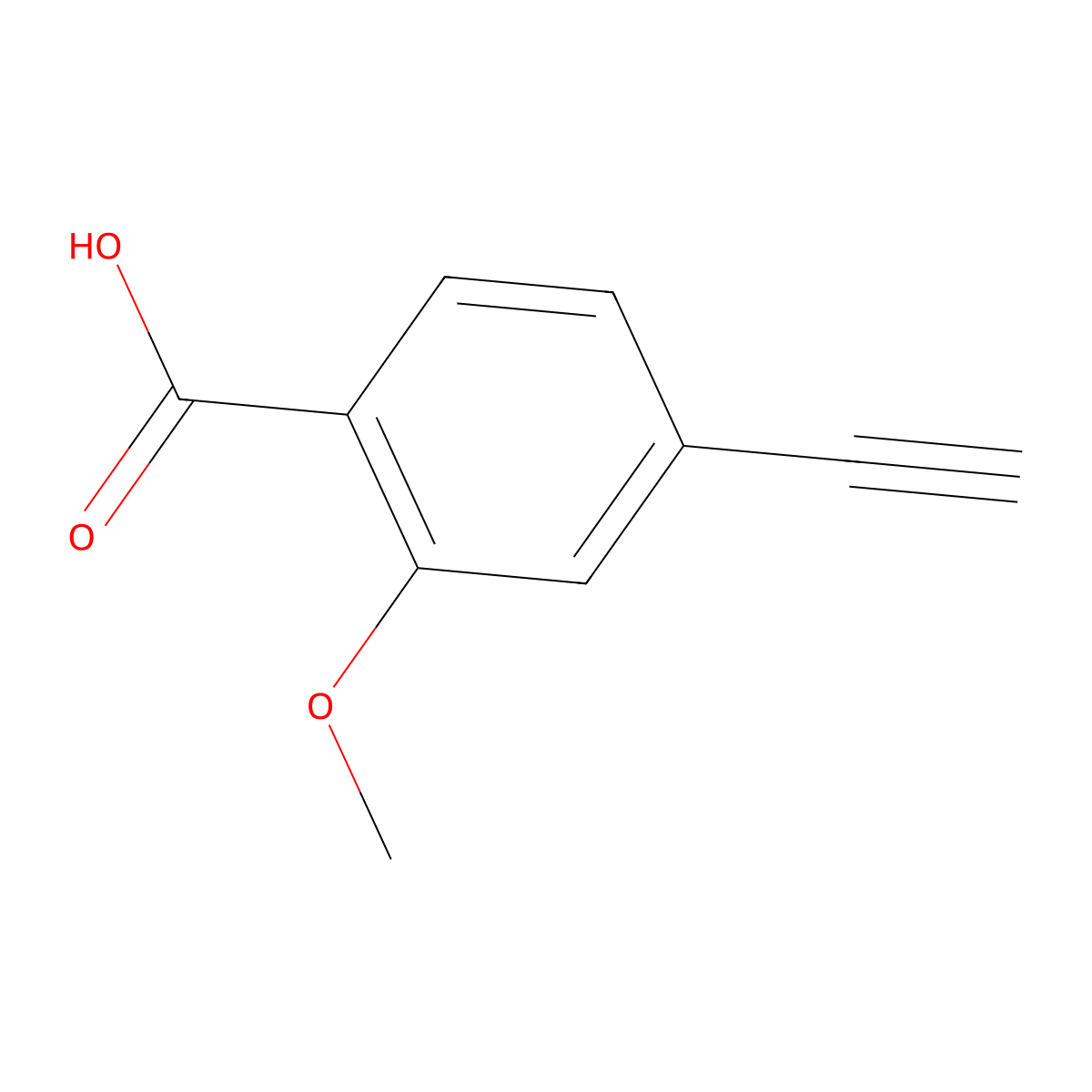 4-Ethynyl-2-methoxybenzoic acid molecular structure, CAS 2490403-84-2