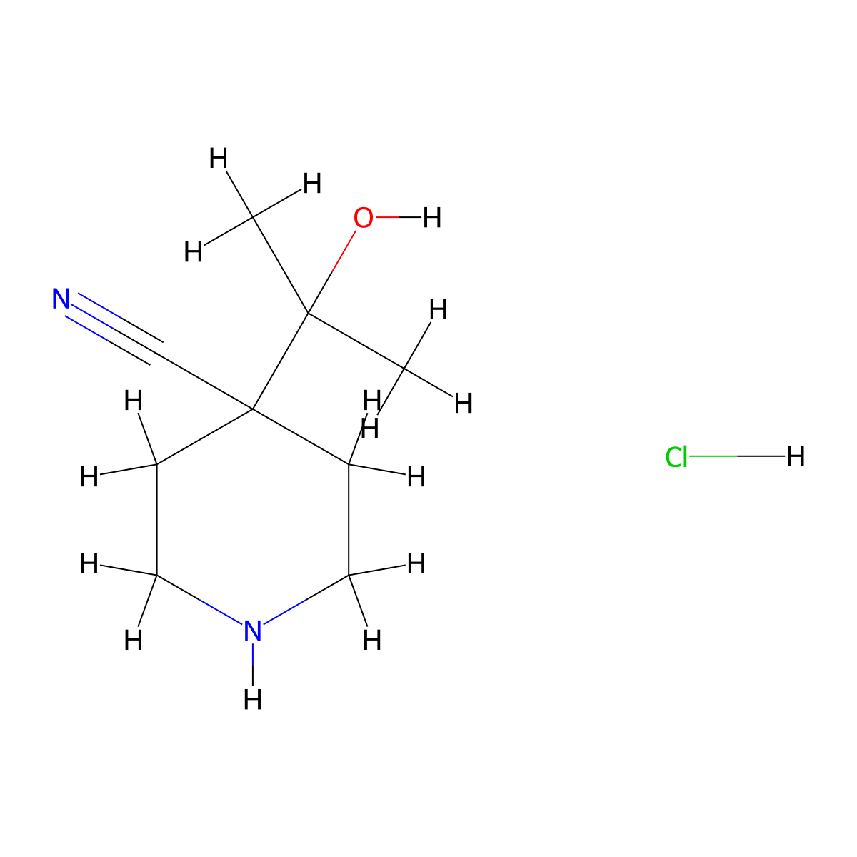 4-(2-Hydroxypropan-2-yl)piperidine-4-carbonitrile hydrochloride molecular structure, CAS 2490404-02-7