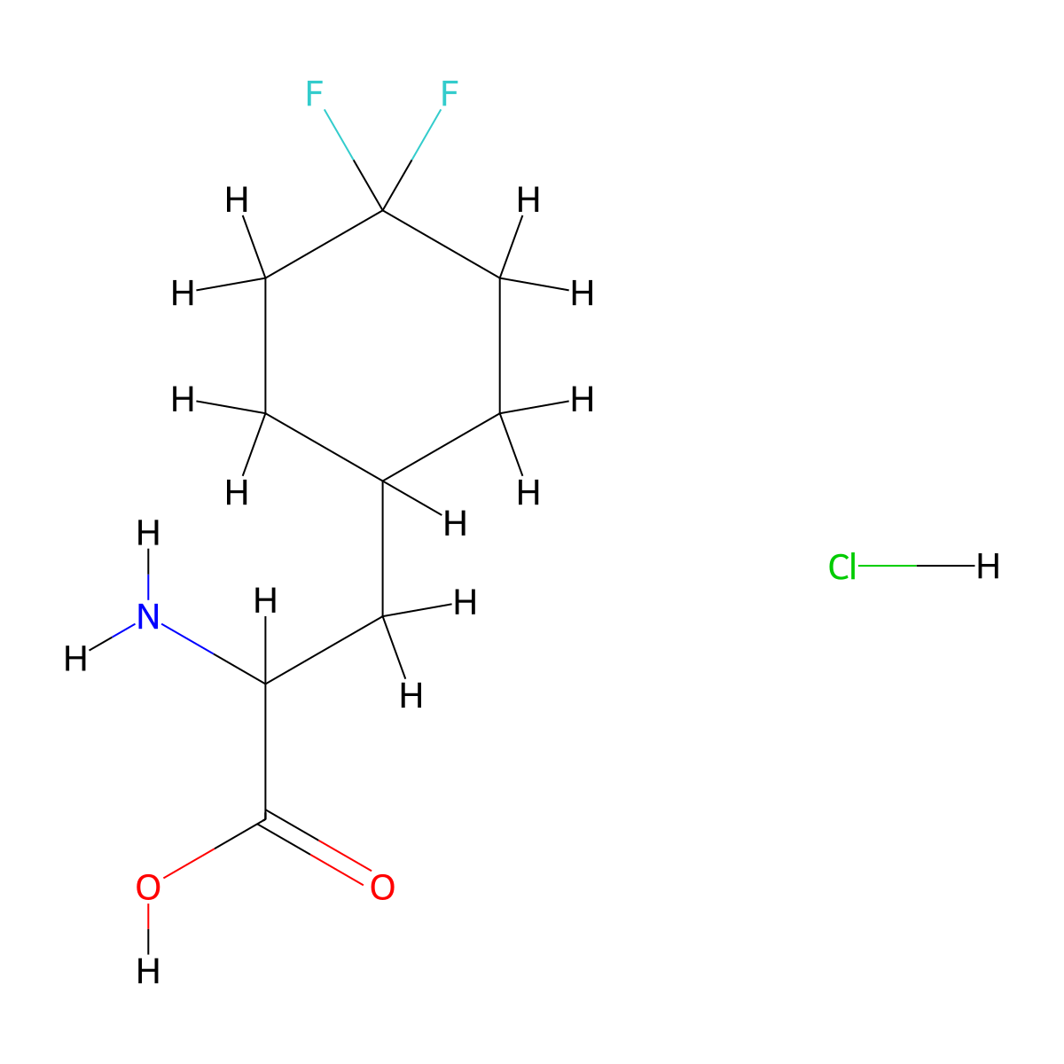 2-Amino-3-(4,4-difluorocyclohexyl)propanoic acid hydrochloride molecular structure, CAS 2490404-05-0
