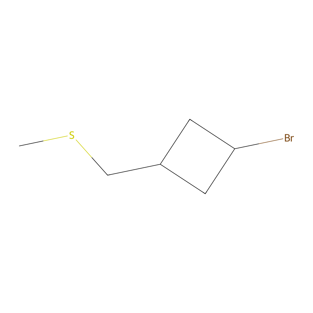1-Bromo-3-(methylsulfanylmethyl)cyclobutane molecular structure, CAS 2490404-43-6