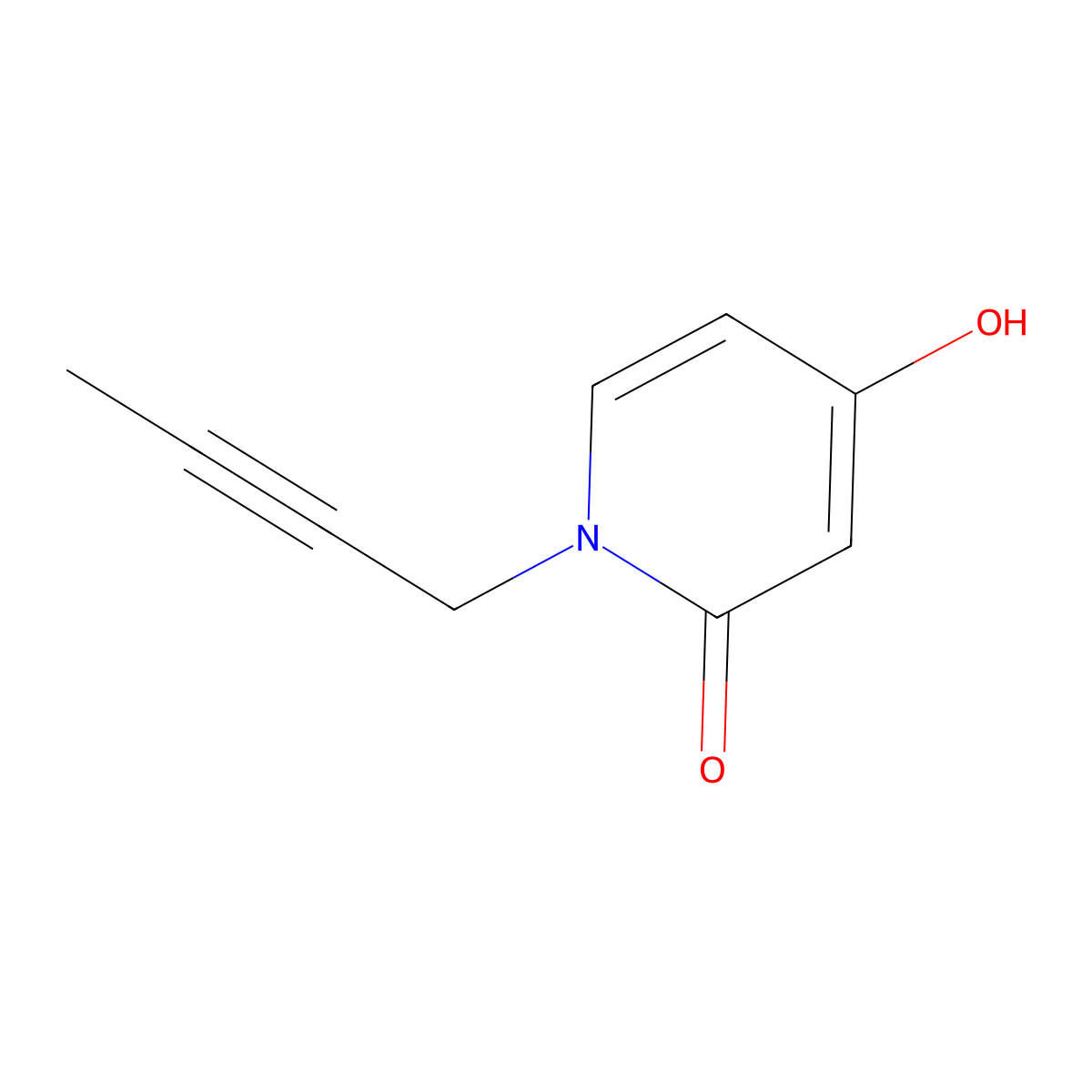 1-(But-2-yn-1-yl)-4-hydroxy-1,2-dihydropyridin-2-one molecular structure, CAS 2490404-46-9