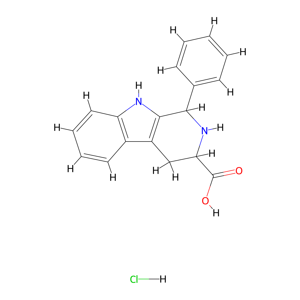 1-phenyl-1H,2H,3H,4H,9H-pyrido[3,4-b]indole-3-carboxylic acid hydrochloride molecular structure, CAS 2490404-61-8