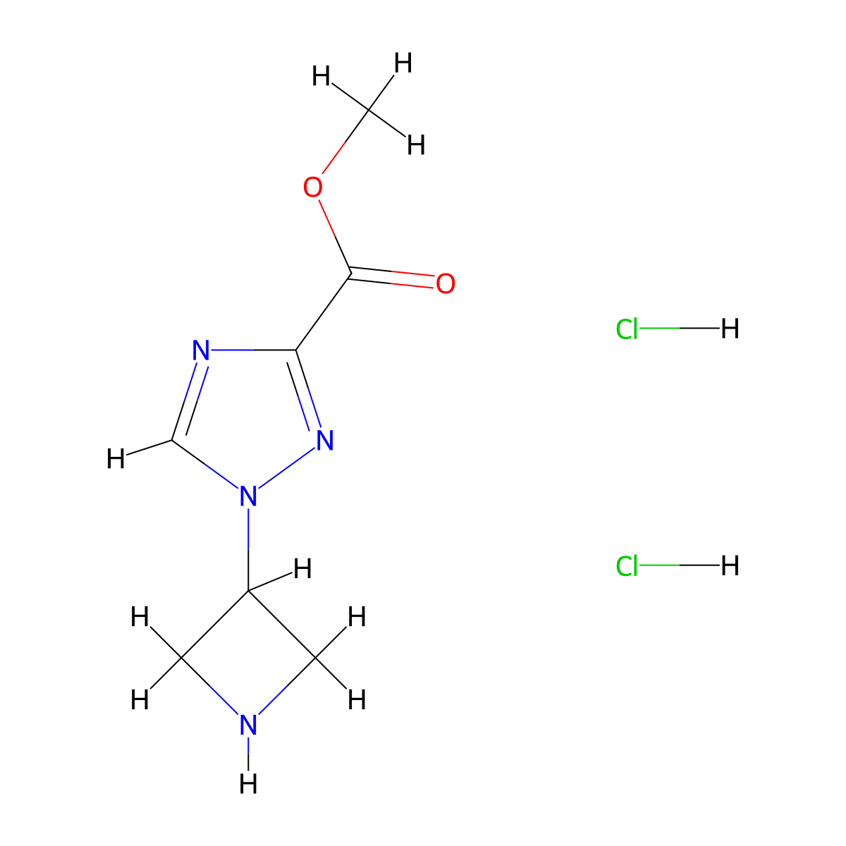 methyl1-(azetidin-3-yl)-1H-1,2,4-triazole-3-carboxylatedihydrochloride molecular structure, CAS 2490404-62-9