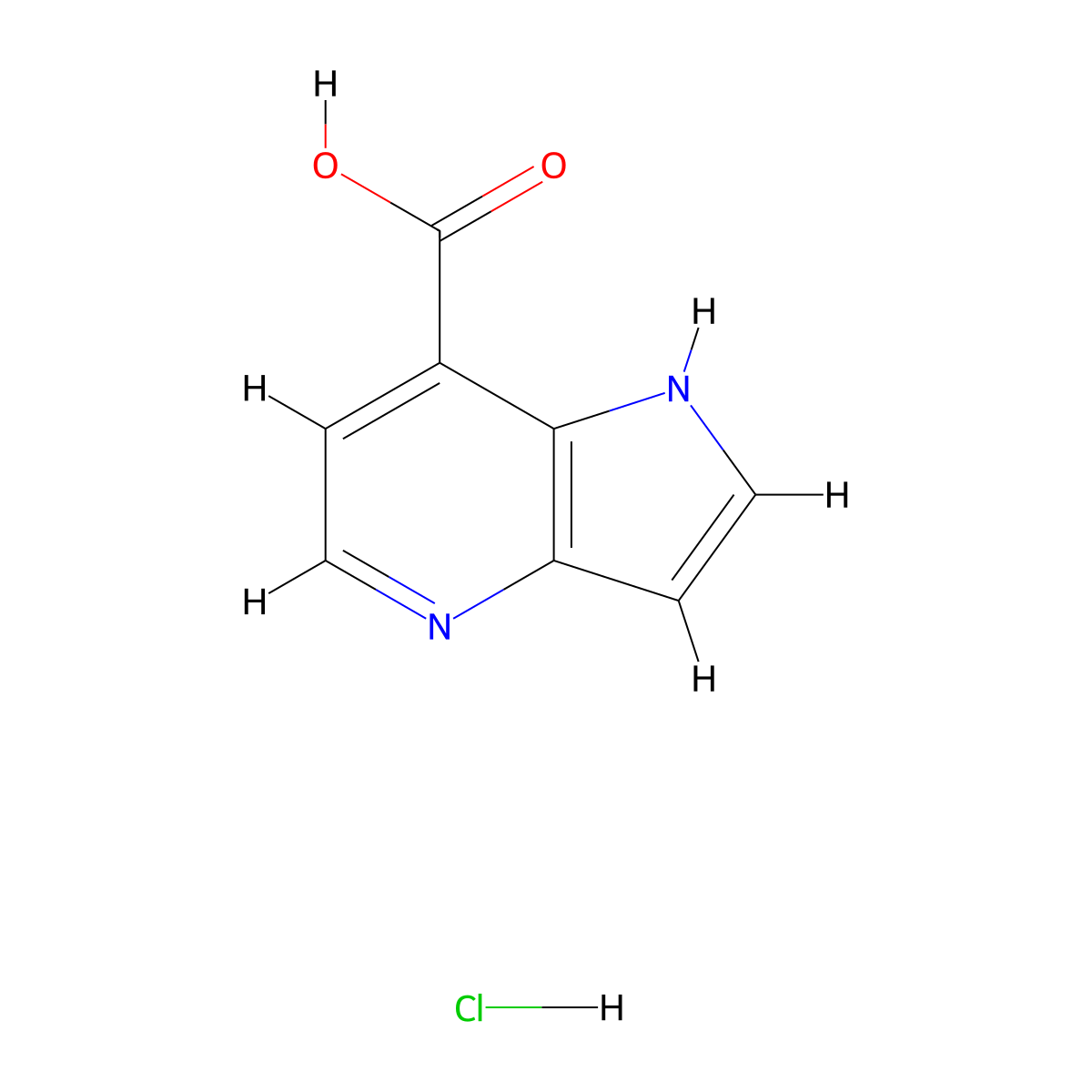 1H-pyrrolo[3,2-b]pyridine-7-carboxylic acid hydrochloride molecular structure, CAS 2490404-66-3