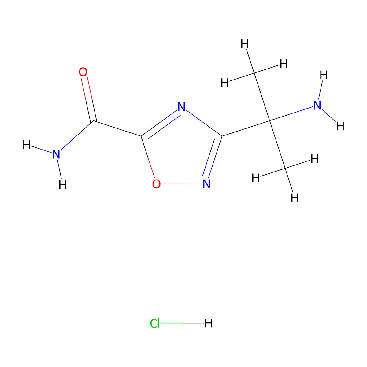 3-(2-Aminopropan-2-yl)-1,2,4-oxadiazole-5-carboxamide hydrochloride molecular structure, CAS 2490404-68-5