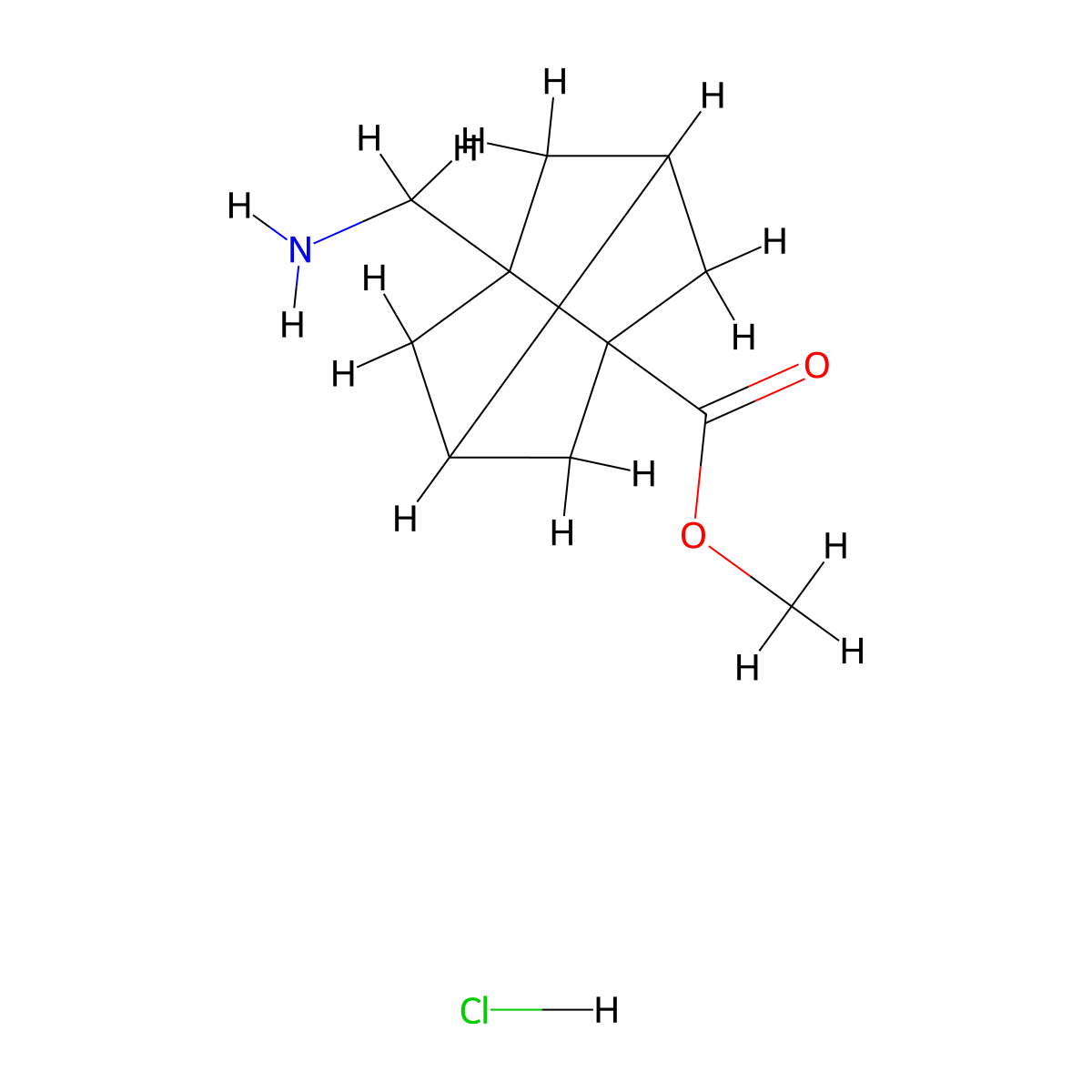Methyl 5-(aminomethyl)tricyclo(3.3.0.0,3,7)octane-1-carboxylate hydrochloride molecular structure, CAS 2490404-72-1