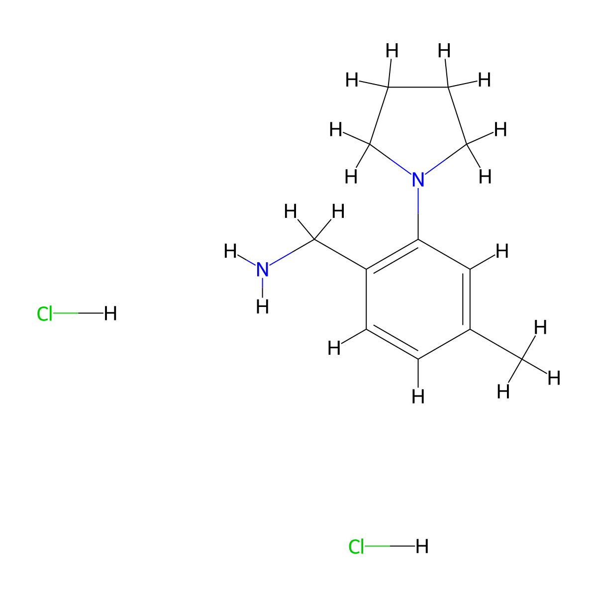 1-[4-Methyl-2-(pyrrolidin-1-yl)phenyl]methanamine dihydrochloride molecular structure, CAS 2490405-97-3