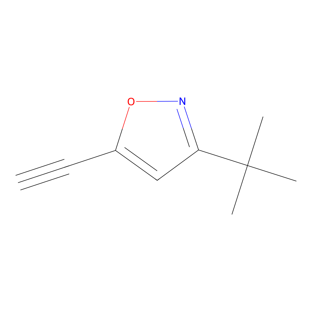 3-Tert-butyl-5-ethynyl-1,2-oxazole molecular structure, CAS 2490406-02-3