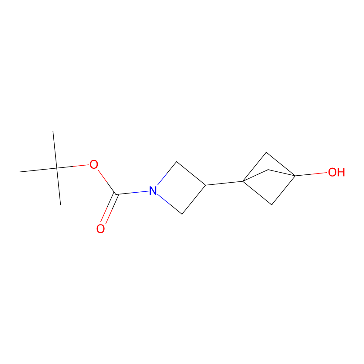 Tert-butyl 3-(3-hydroxybicyclo(1.1.1)pentan-1-yl)azetidine-1-carboxylate molecular structure, CAS 2490406-07-8