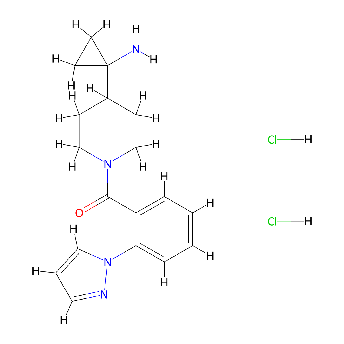 [4-(1-Aminocyclopropyl)piperidin-1-yl]-(2-pyrazol-1-ylphenyl)methanone;dihydrochloride molecular structure, CAS 2490406-09-0