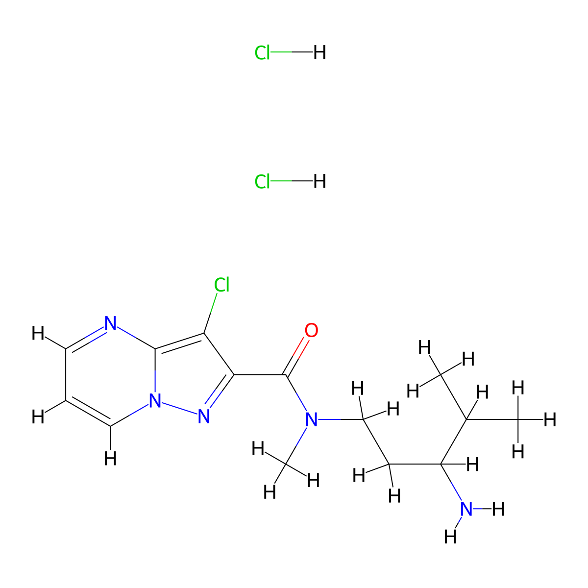 N-(3-Amino-4-methylpentyl)-3-chloro-N-methylpyrazolo[1,5-a]pyrimidine-2-carboxamide;dihydrochloride molecular structure, CAS 2490406-14-7