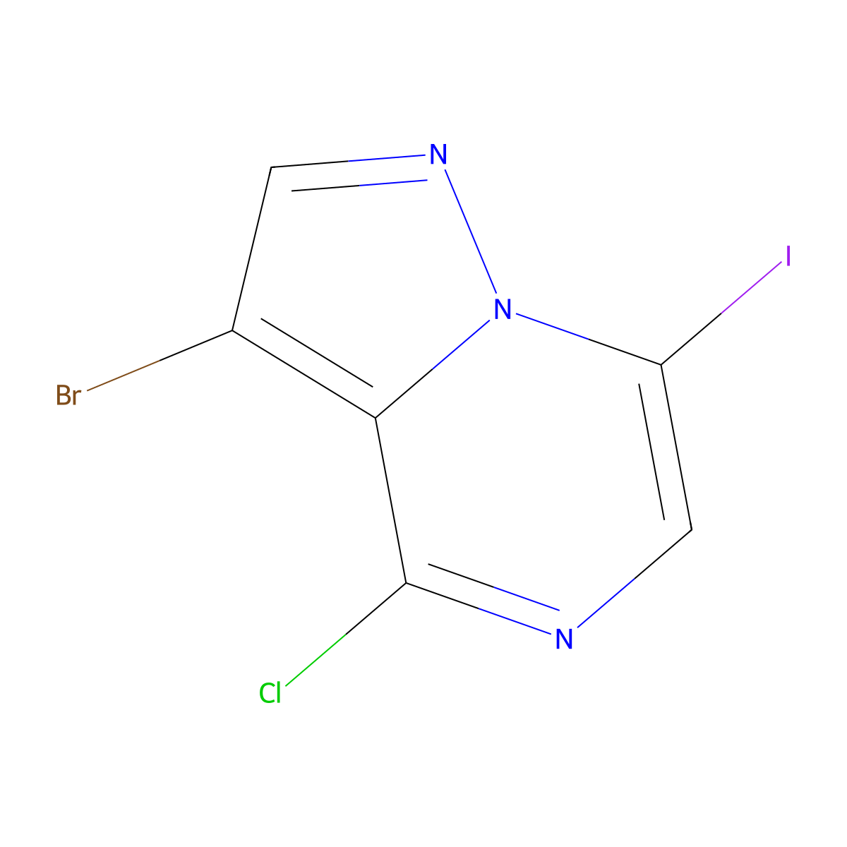 3-Bromo-4-chloro-7-iodopyrazolo(1,5-a)pyrazine molecular structure, CAS 2490406-70-5