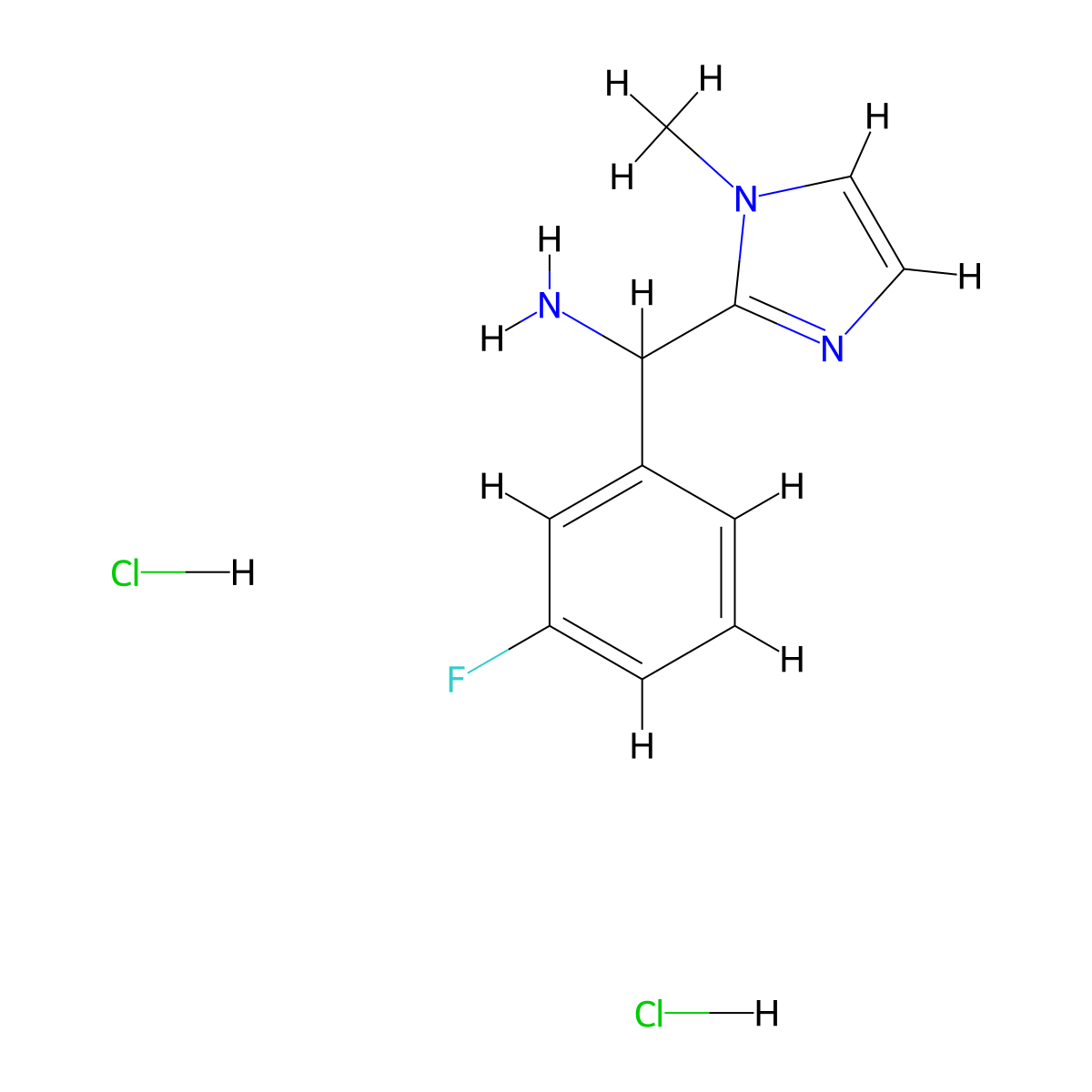 1-(3-fluorophenyl)-1-(1-methyl-1H-imidazol-2-yl)methanamine dihydrochloride molecular structure, CAS 2490406-76-1