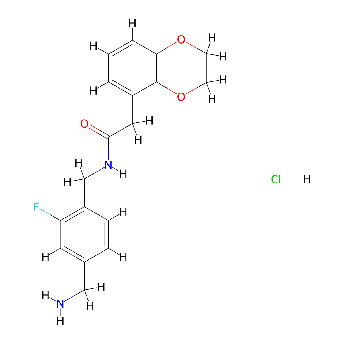 N-[[4-(Aminomethyl)-2-fluorophenyl]methyl]-2-(2,3-dihydro-1,4-benzodioxin-5-yl)acetamide;hydrochloride molecular structure, CAS 2490406-96-5