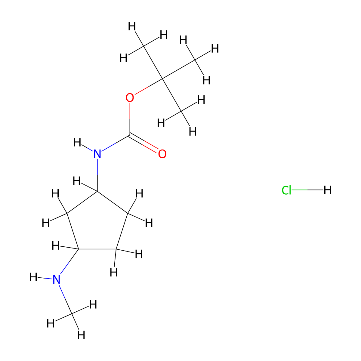 tert-butyl N-[3-(methylamino)cyclopentyl]carbamate hydrochloride molecular structure, CAS 2490406-97-6