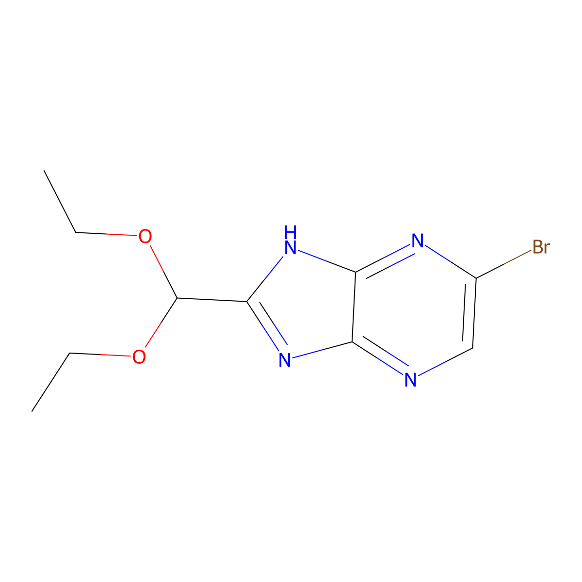 5-bromo-2-(diethoxymethyl)-1H-imidazo[4,5-b]pyrazine molecular structure, CAS 2490406-98-7