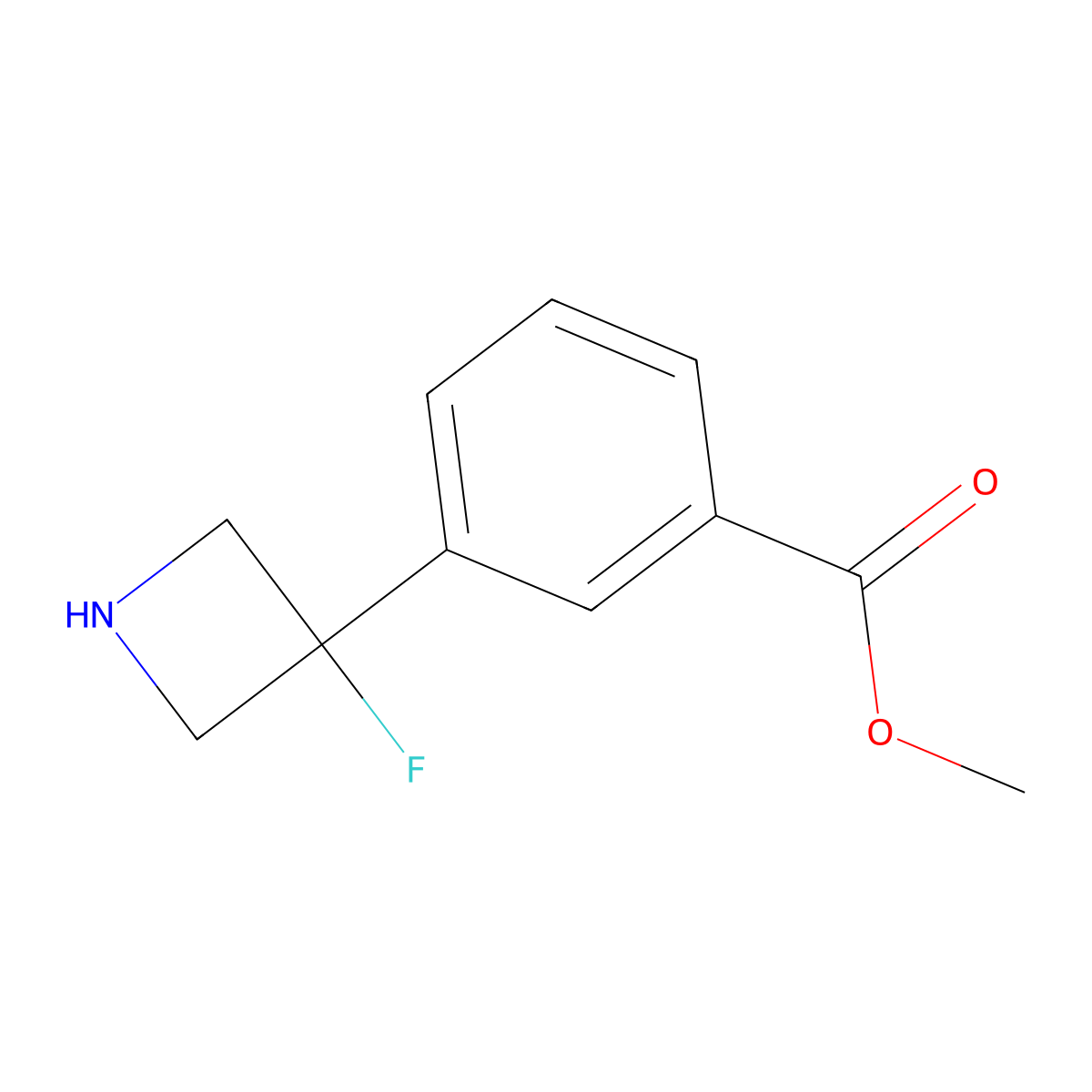 Methyl 3-(3-fluoroazetidin-3-yl)benzoate molecular structure, CAS 2490412-74-1