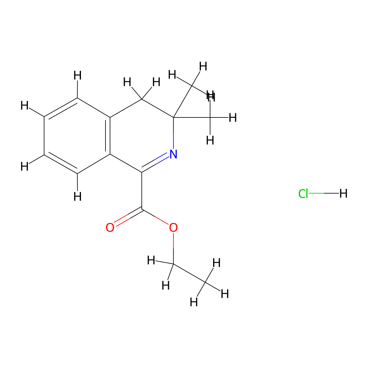 Ethyl 3,3-dimethyl-3,4-dihydroisoquinoline-1-carboxylate hydrochloride molecular structure, CAS 2490412-78-5