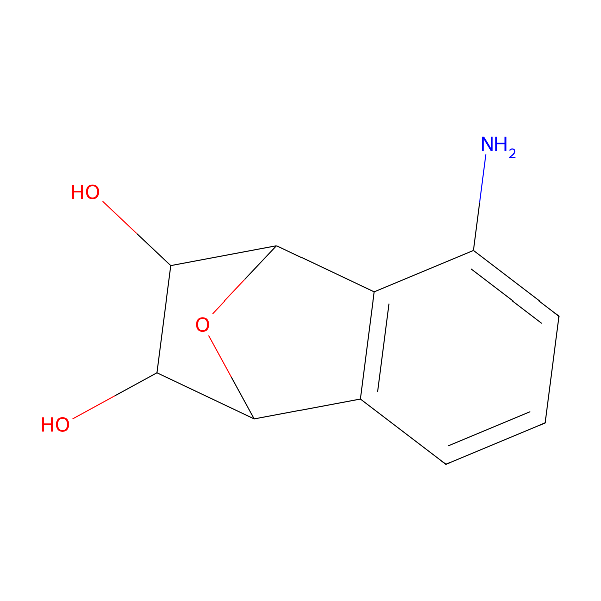 3-Amino-11-oxatricyclo[6.2.1.0,2,7]undeca-2(7),3,5-triene-9,10-diol molecular structure, CAS 2490412-79-6