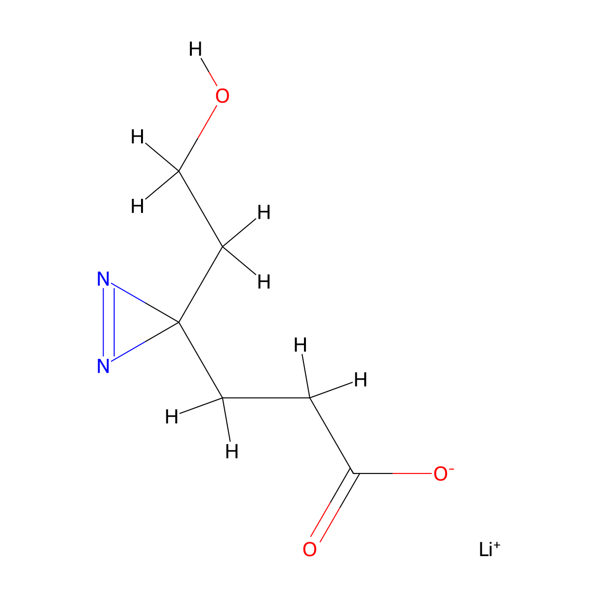 Lithium;3-[3-(2-hydroxyethyl)diazirin-3-yl]propanoate molecular structure, CAS 2490412-91-2