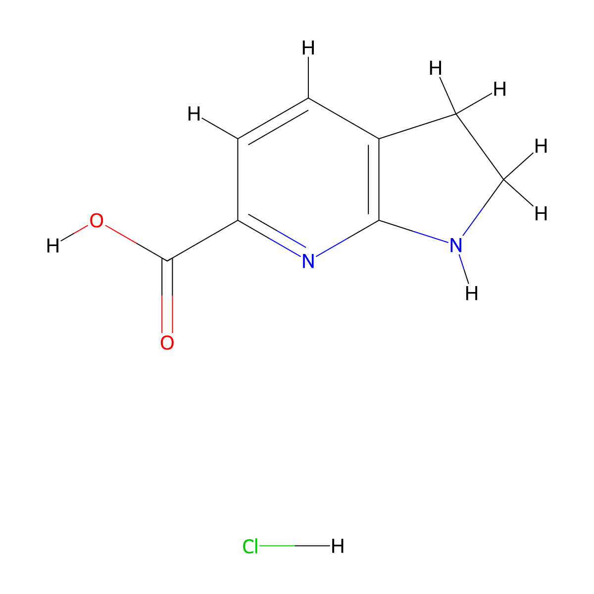 1H,2H,3H-pyrrolo[2,3-b]pyridine-6-carboxylicacidhydrochloride molecular structure, CAS 2490412-94-5