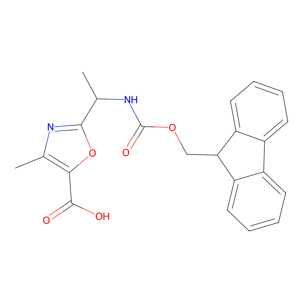 2-[1-(9H-Fluoren-9-ylmethoxycarbonylamino)ethyl]-4-methyl-1,3-oxazole-5-carboxylic acid molecular structure, CAS 2490413-06-2