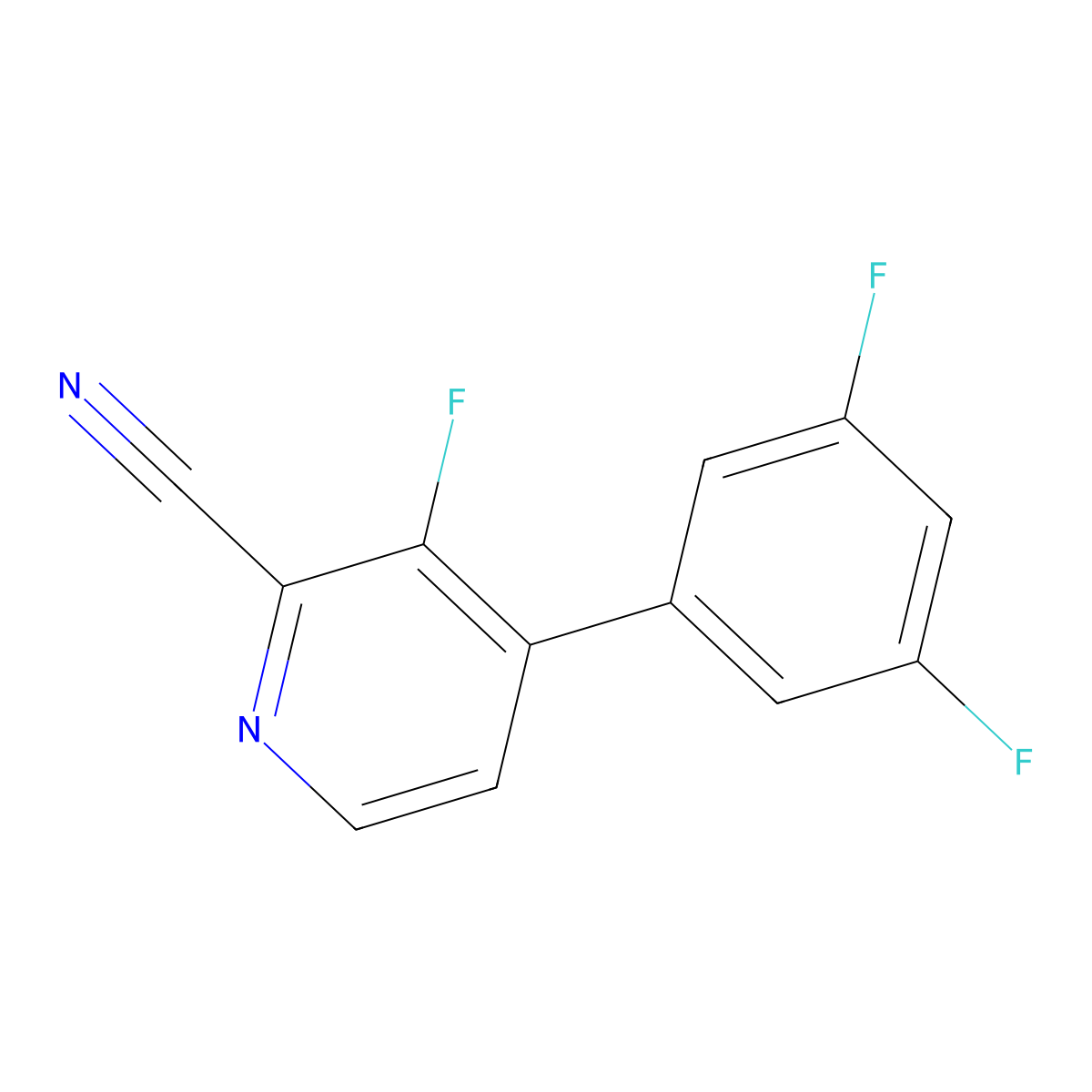 4-(3,5-Difluorophenyl)-3-fluoro-2-pyridinecarbonitrile molecular structure, CAS 2490417-83-7