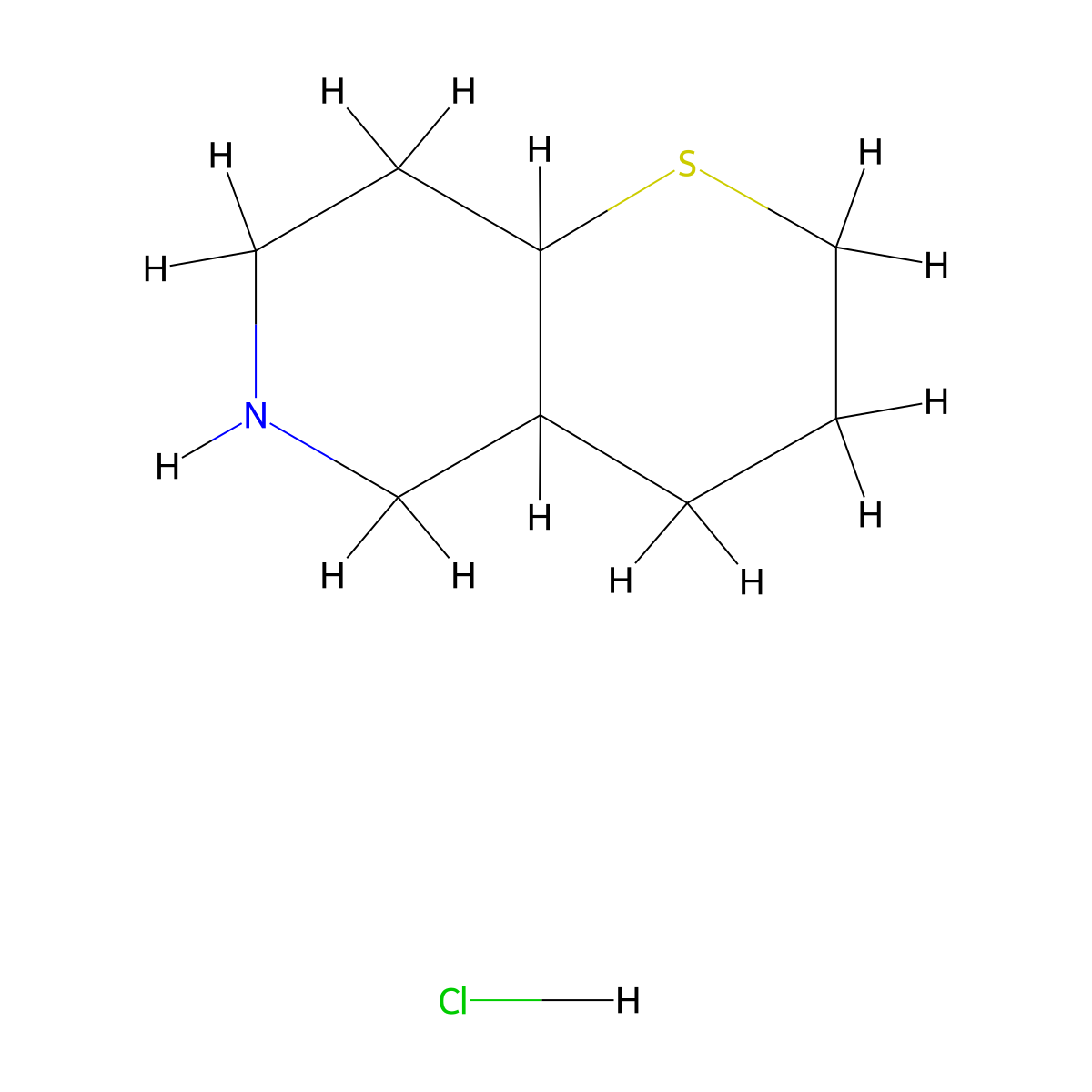 octahydro-2H-thiopyrano[3,2-c]pyridine hydrochloride molecular structure, CAS 2490418-44-3