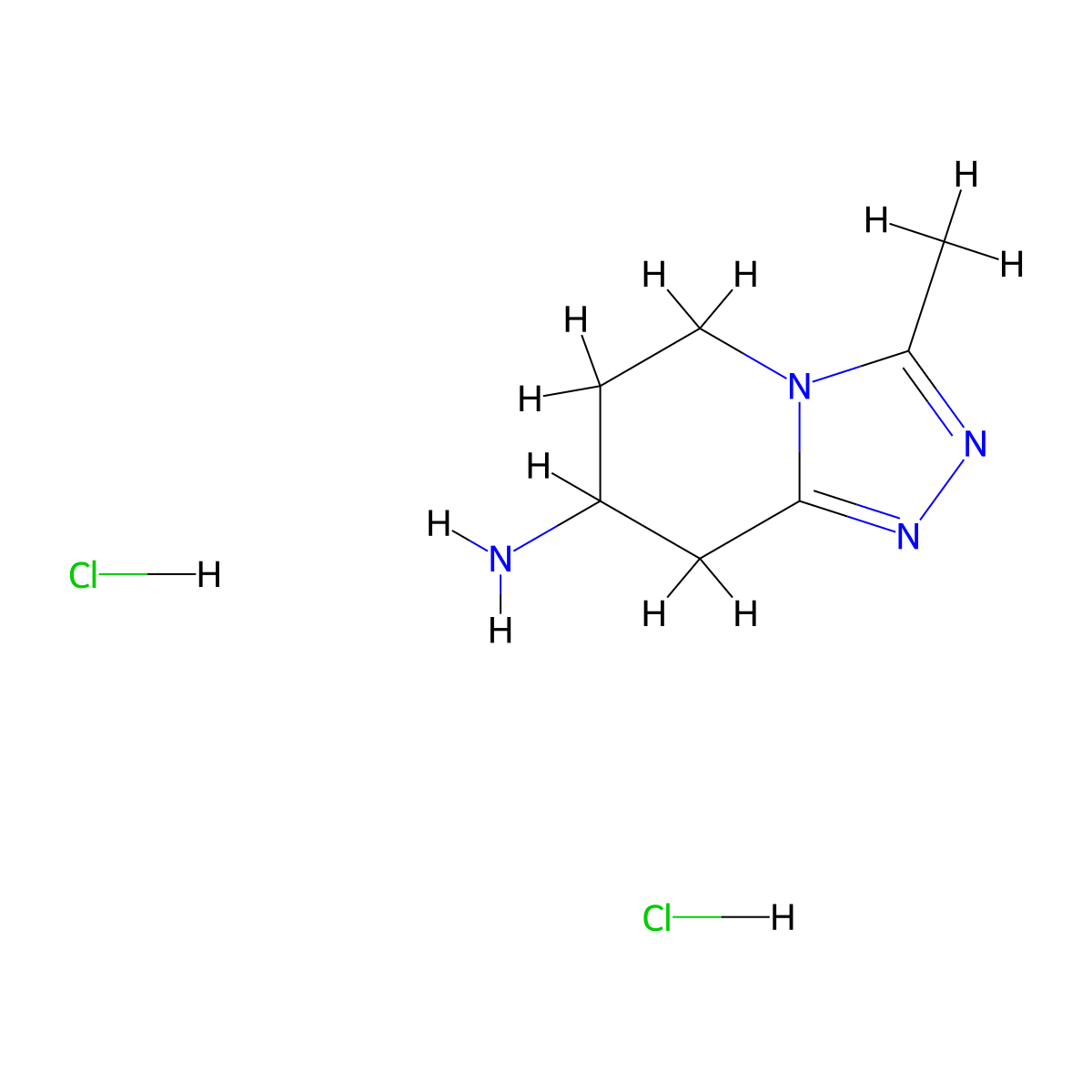 3-methyl-5H,6H,7H,8H-(1,2,4)triazolo(4,3-a)pyridin-7-amine dihydrochloride molecular structure, CAS 2490418-53-4