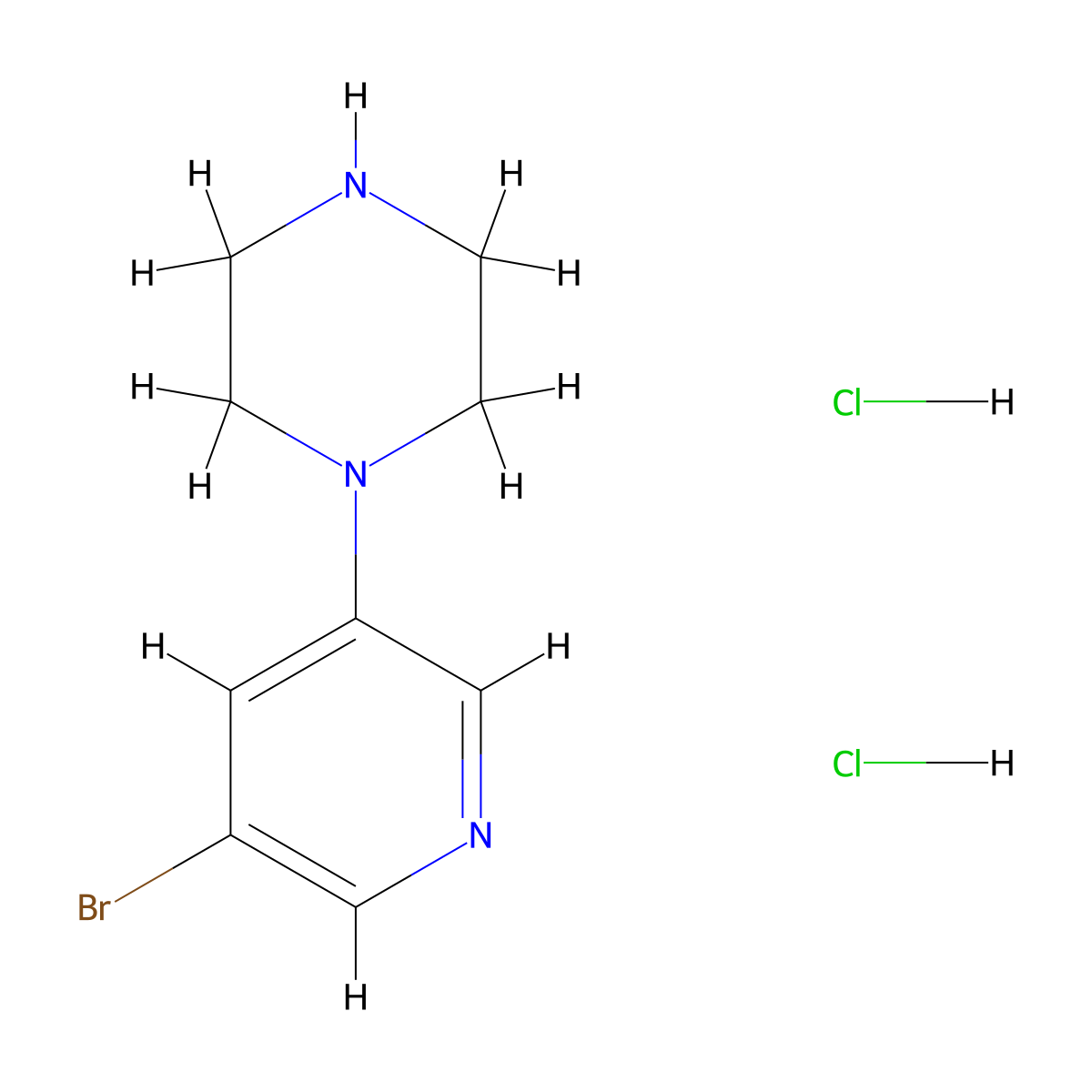 1-(5-Bromopyridin-3-yl)piperazine dihydrochloride molecular structure, CAS 2490418-54-5