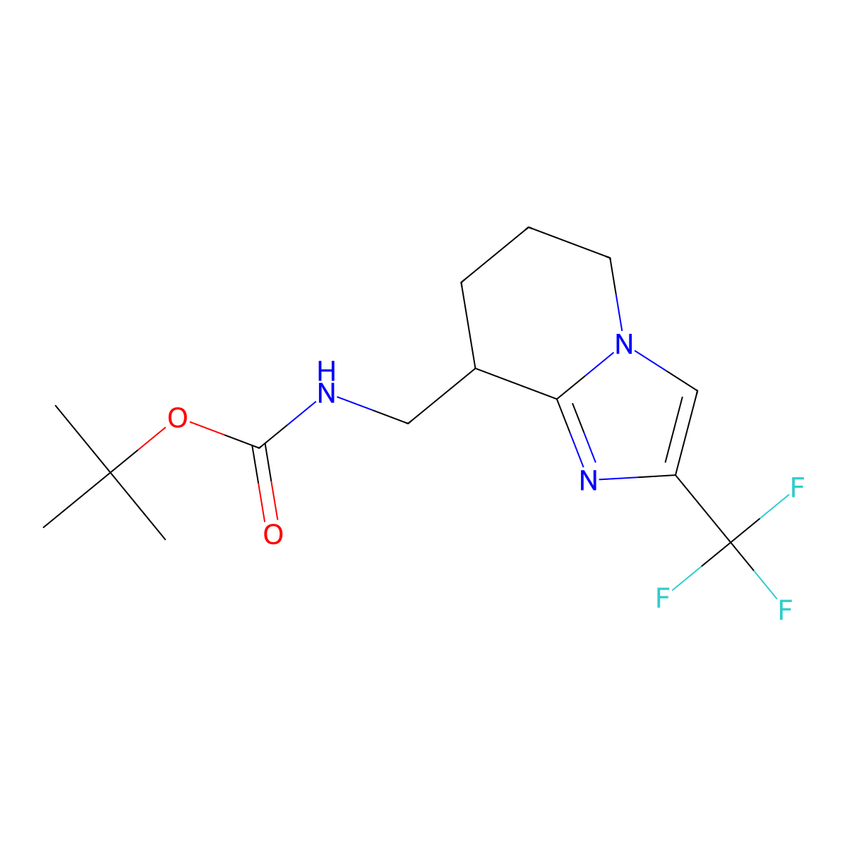tert-butylN-{[2-(trifluoromethyl)-5H,6H,7H,8H-imidazo[1,2-a]pyridin-8-yl]methyl}carbamate molecular structure, CAS 2490418-61-4