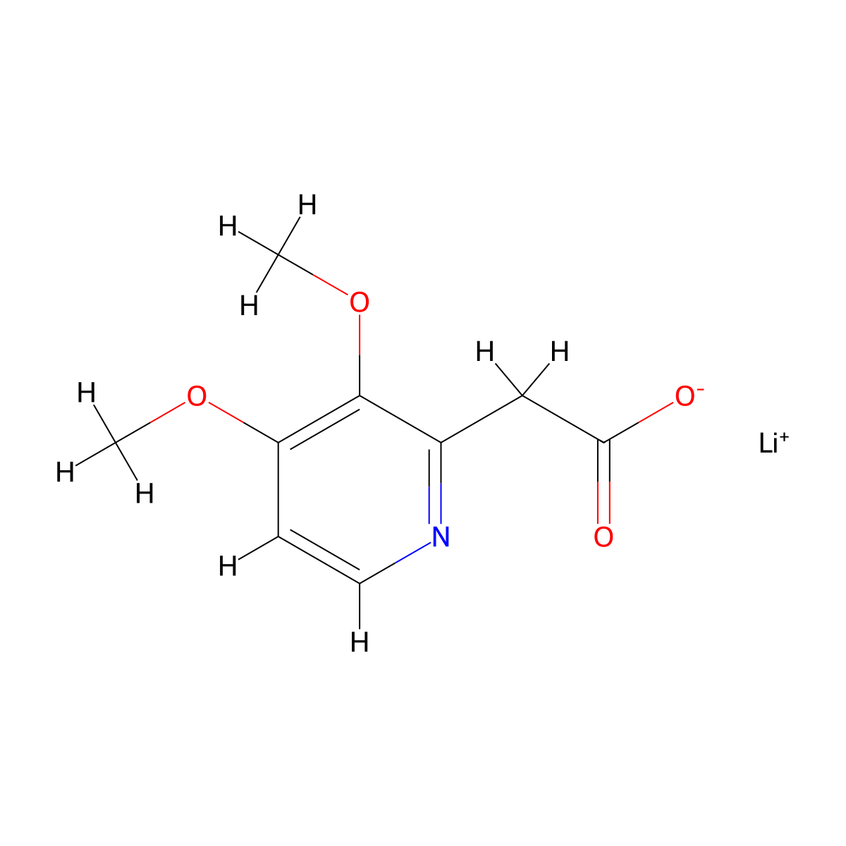 Lithium(1+) 2-(3,4-dimethoxypyridin-2-yl)acetate molecular structure, CAS 2490418-62-5