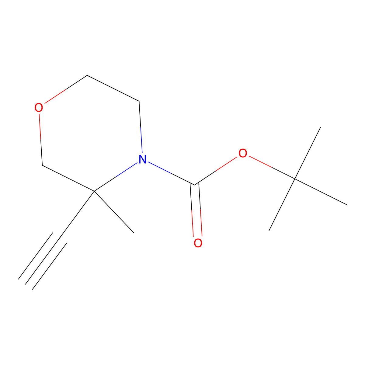 Tert-butyl 3-ethynyl-3-methylmorpholine-4-carboxylate molecular structure, CAS 2490418-70-5