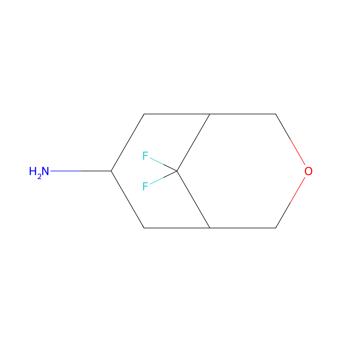 9,9-Difluoro-3-oxabicyclo[3.3.1]nonan-7-amine molecular structure, CAS 2490418-74-9