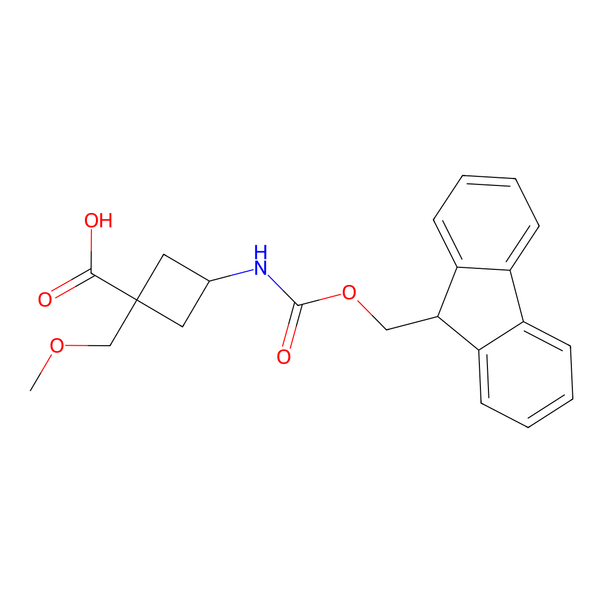 3-(9H-Fluoren-9-ylmethoxycarbonylamino)-1-(methoxymethyl)cyclobutane-1-carboxylic acid molecular structure, CAS 2490418-76-1