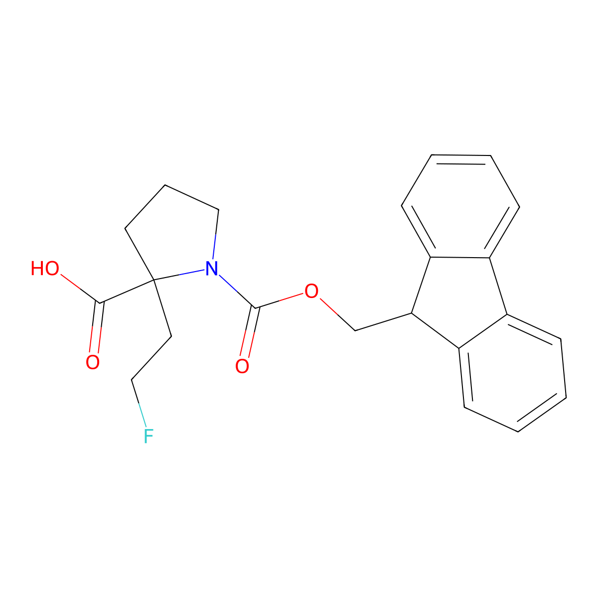 1-(9H-Fluoren-9-ylmethoxycarbonyl)-2-(2-fluoroethyl)pyrrolidine-2-carboxylic acid molecular structure, CAS 2490420-51-2