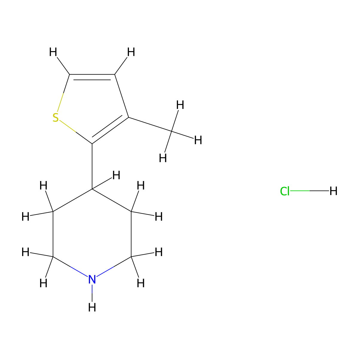 4-(3-Methylthiophen-2-yl)piperidine hydrochloride molecular structure, CAS 2490420-52-3