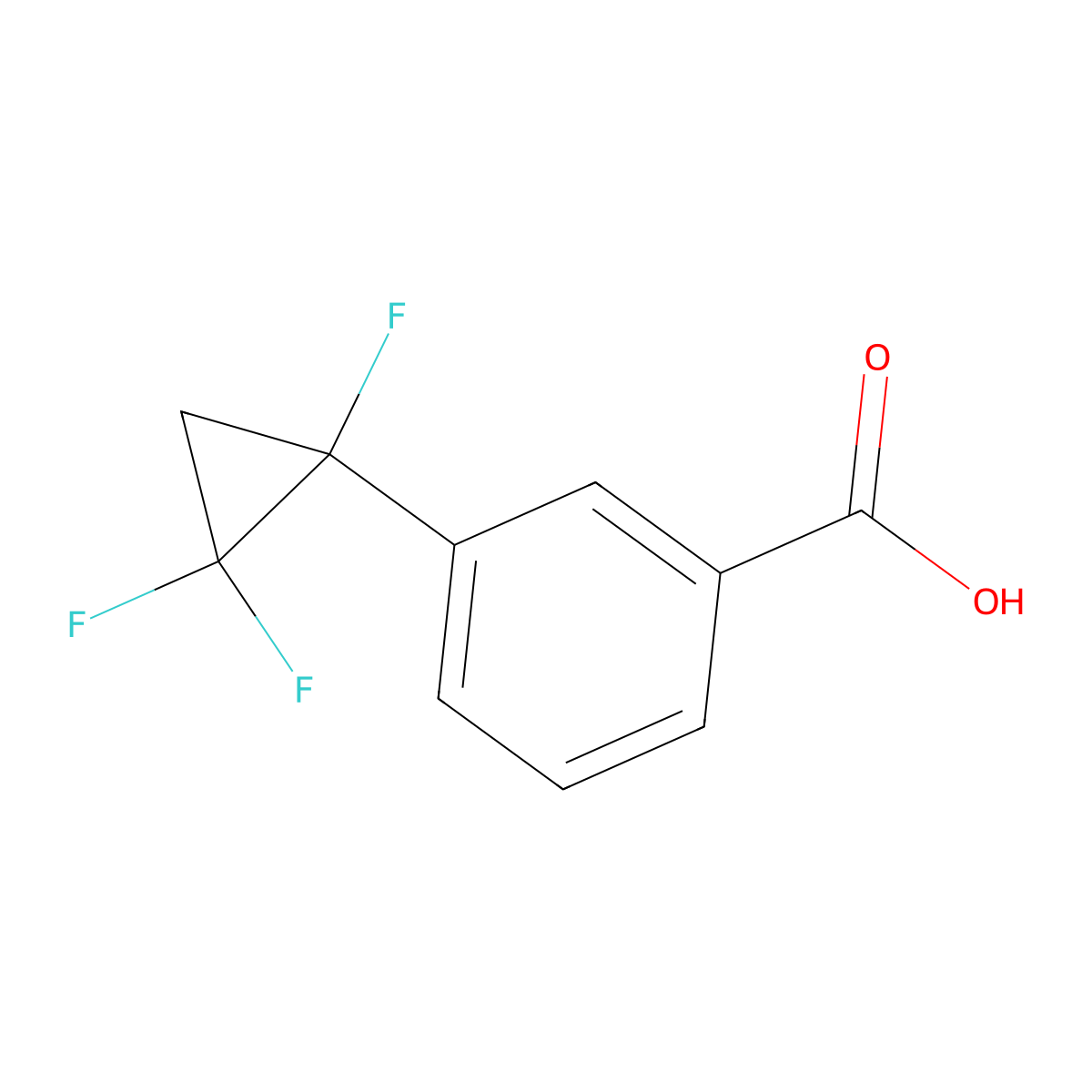 3-(1,2,2-Trifluorocyclopropyl)benzoic acid molecular structure, CAS 2490420-53-4